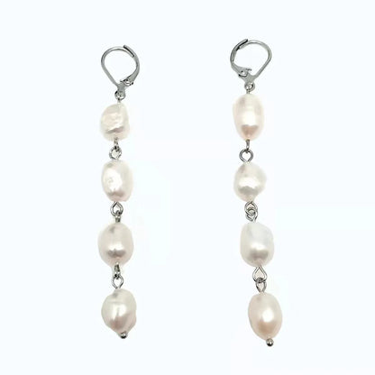 1 Pair Elegant Retro Geometric Freshwater Pearl Drop Earrings