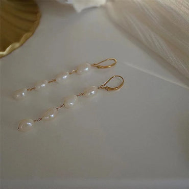 1 Pair Elegant Retro Geometric Freshwater Pearl Drop Earrings