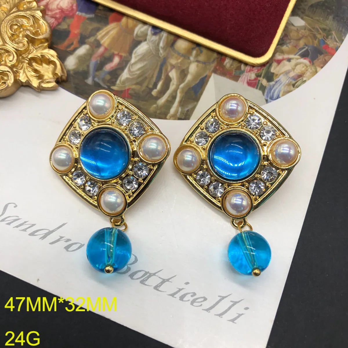 1 Pair Elegant Retro Geometric Plating Inlay Alloy Artificial Pearls Zircon Drop Earrings