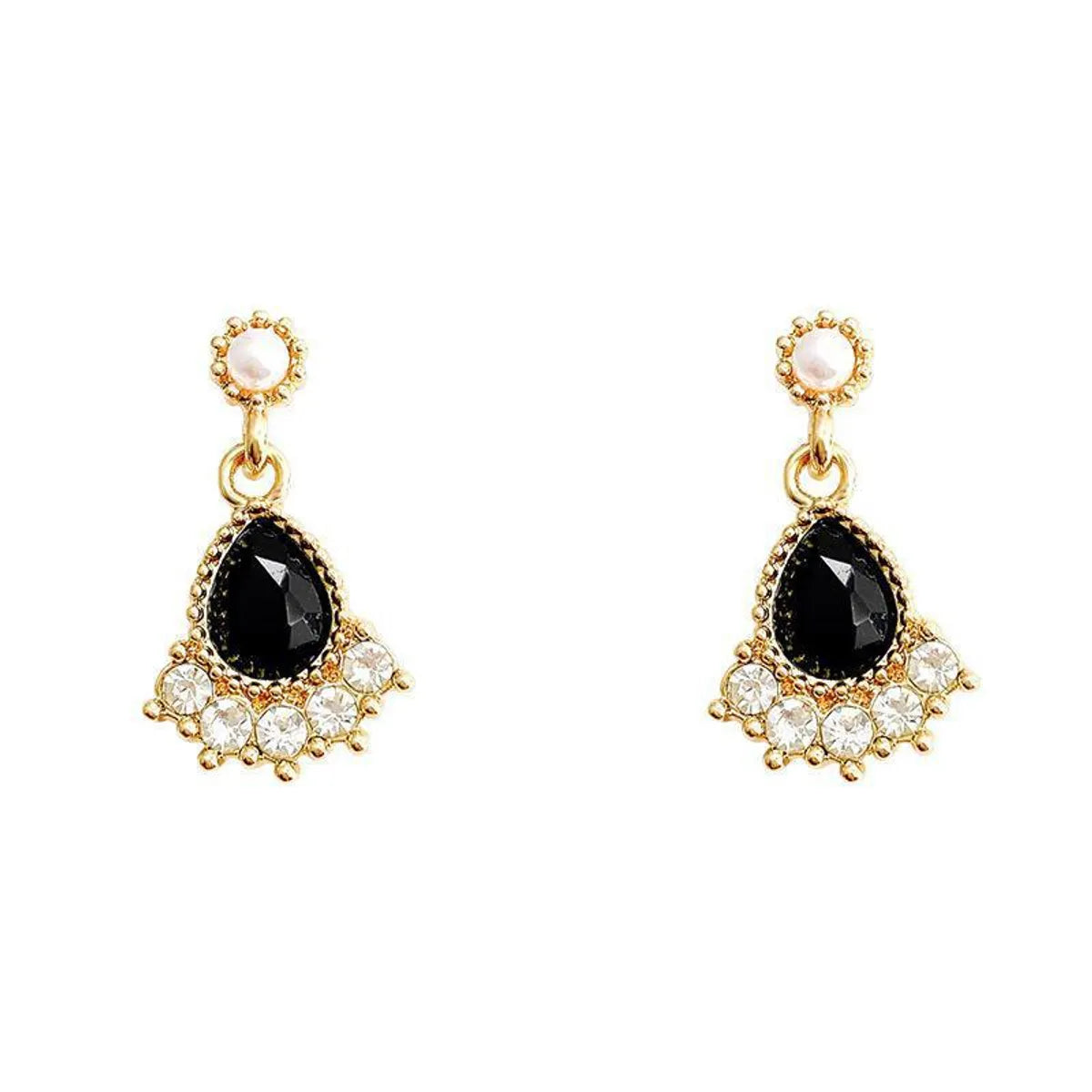 1 Pair Elegant Retro Geometric Plating Inlay Alloy Zircon Drop Earrings