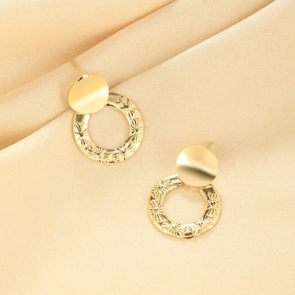 1 Pair Elegant Retro Geometric Plating Stainless Steel 18k Gold Plated Ear Studs