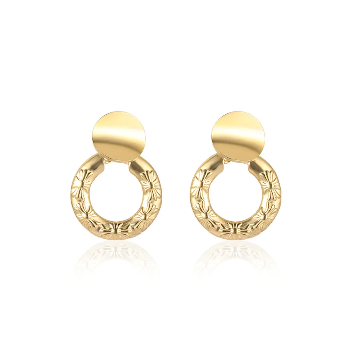 1 Pair Elegant Retro Geometric Plating Stainless Steel 18k Gold Plated Ear Studs