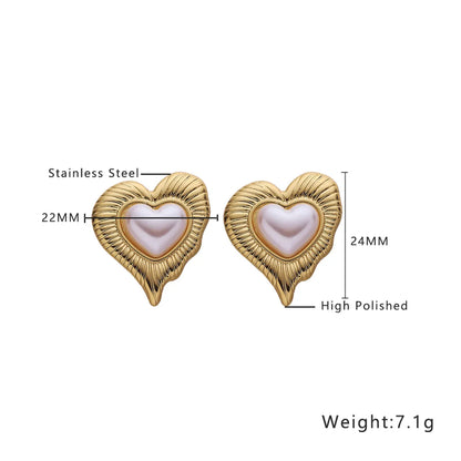 1 Pair Elegant Retro Heart Shape 304 Stainless Steel Ear Studs