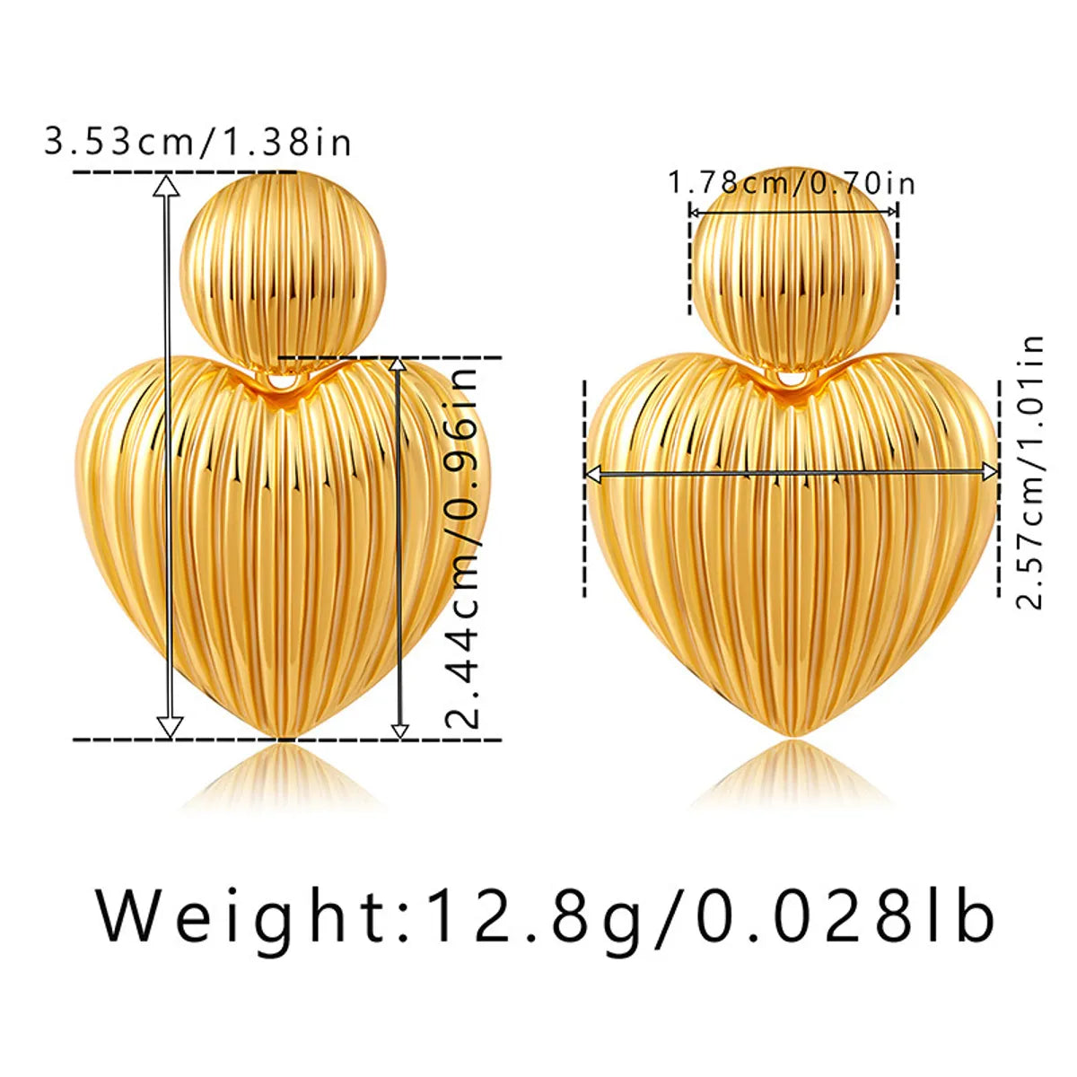 1 Pair Elegant Retro Heart Shape Copper Gold Plated Drop Earrings