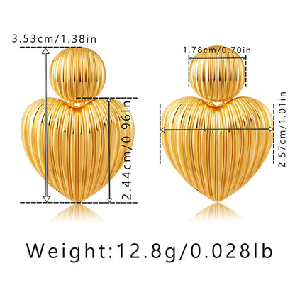 1 Pair Elegant Retro Heart Shape Copper Gold Plated Drop Earrings