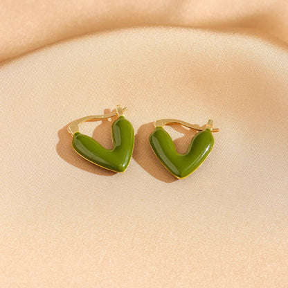 1 Pair Elegant Retro Heart Shape Enamel Plating Copper Gold Plated Earrings