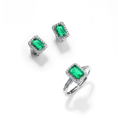 1 Pair Elegant Retro Lady Geometric Square Polishing Inlay Lab-Grown Gemstone Sterling Silver Lab-Grown Gemstone Ear Studs