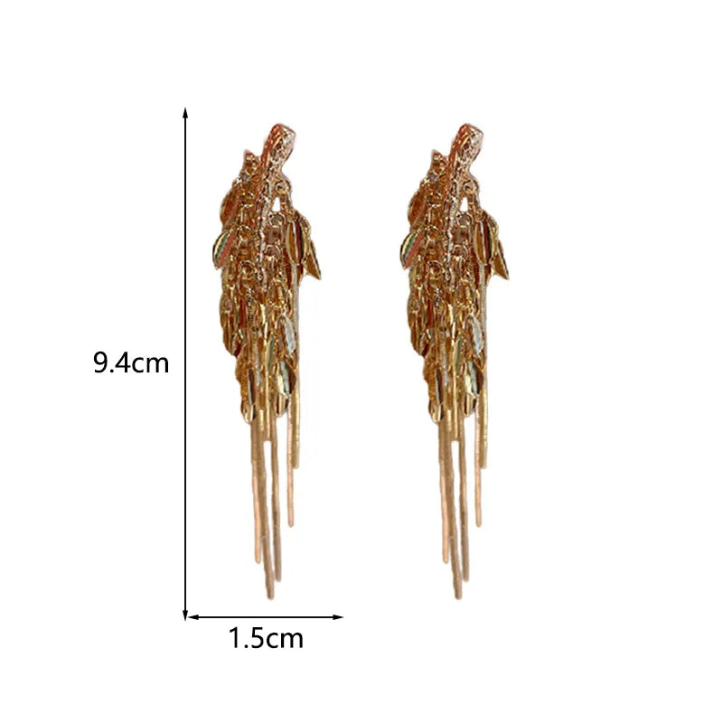 1 Pair Elegant Retro Lady Grain Tassel Copper Drop Earrings