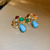 1 Pair Elegant Retro Leaf Flower Enamel Alloy Earrings