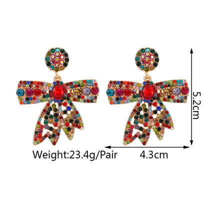 1 Pair Elegant Retro Luxurious Bow Knot Plating Inlay Zinc Alloy Rhinestones Drop Earrings