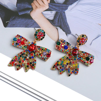 1 Pair Elegant Retro Luxurious Bow Knot Plating Inlay Zinc Alloy Rhinestones Drop Earrings