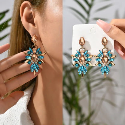 1 Pair Elegant Retro Luxurious Water Droplets Inlay Zinc Alloy Rhinestones Drop Earrings