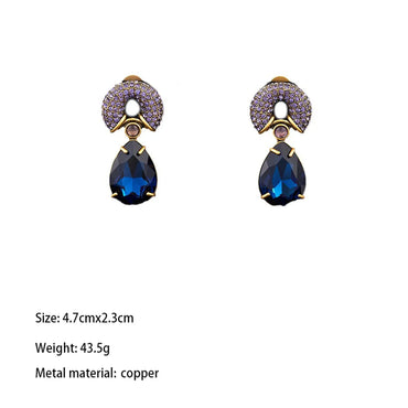 1 Pair Elegant Retro Luxurious Water Droplets Plating Inlay Copper Zircon Drop Earrings