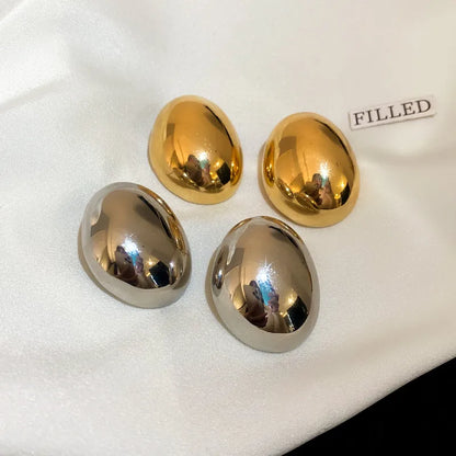 1 Pair Elegant Retro Oval Irregular Plating Alloy Gold Plated Ear Studs