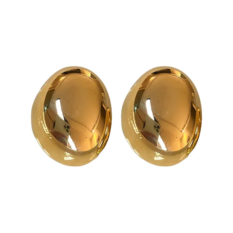 1 Pair Elegant Retro Oval Irregular Plating Alloy Gold Plated Ear Studs