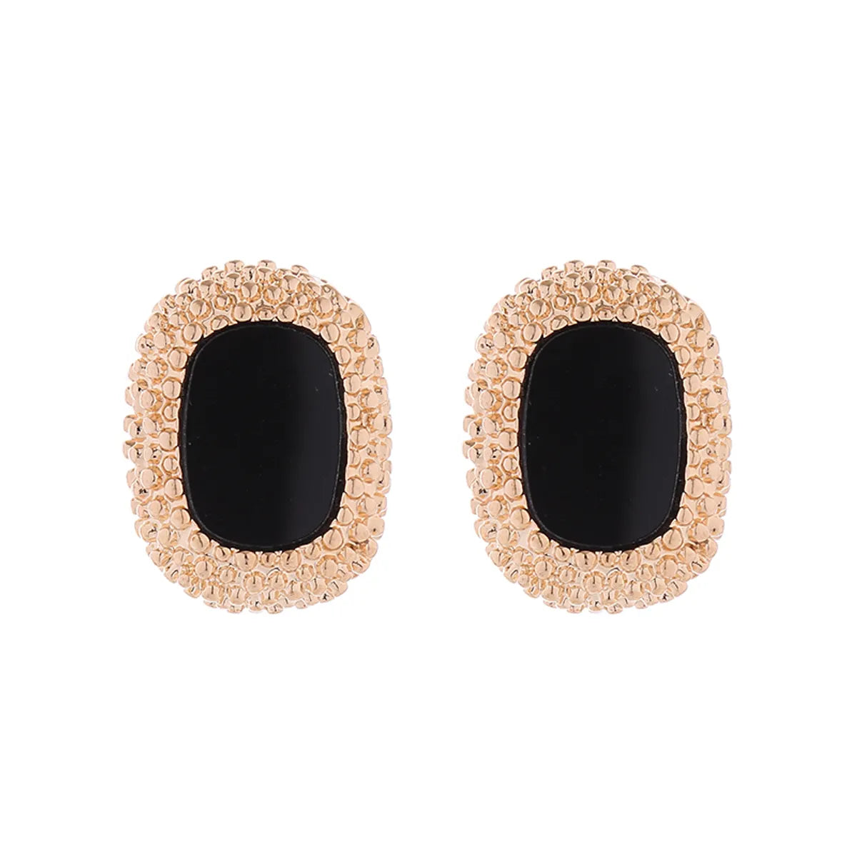 1 Pair Elegant Retro Oval Rectangle Plating Inlay Alloy Shell Gold Plated Ear Studs