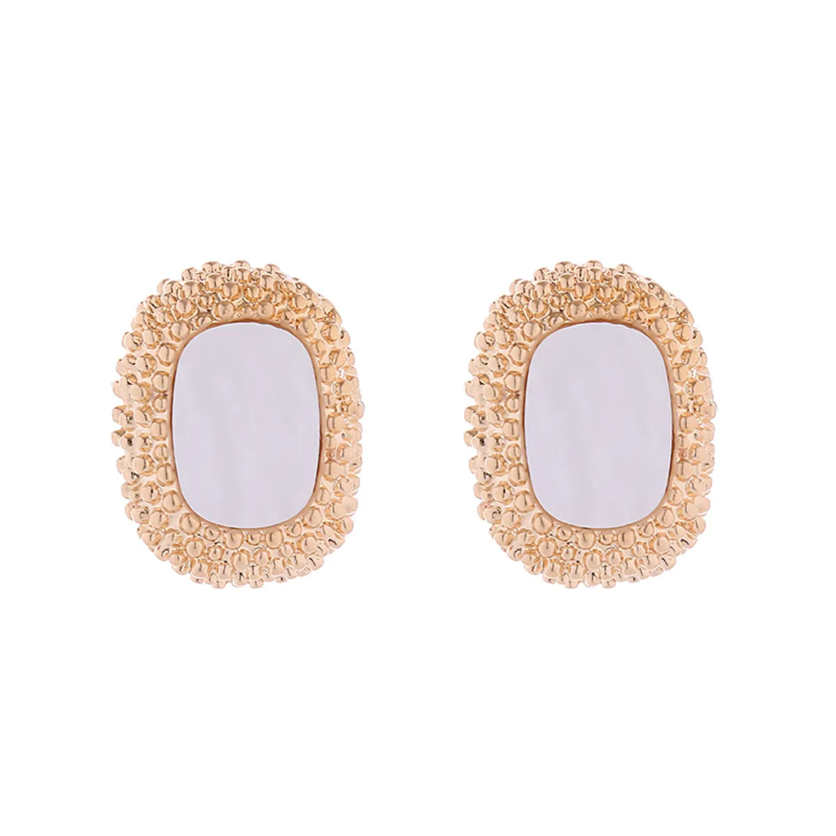 1 Pair Elegant Retro Oval Rectangle Plating Inlay Alloy Shell Gold Plated Ear Studs