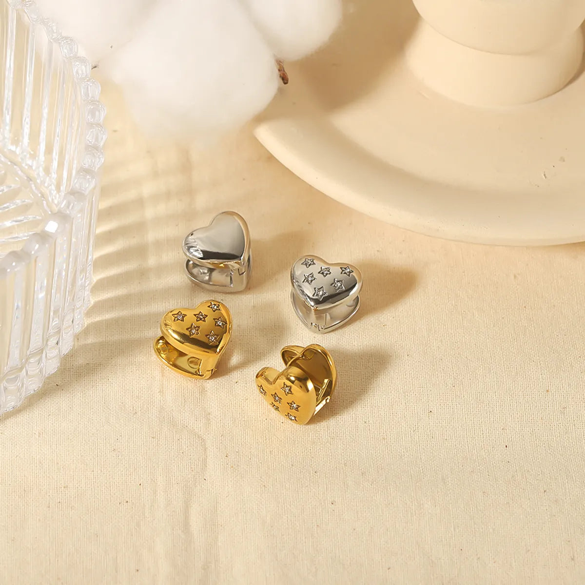 1 Pair Elegant Retro Roman Style Heart Shape Plating Inlay Stainless Steel Zircon 18k Gold Plated Ear Studs