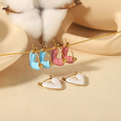 1 Pair Elegant Retro Roman Style Heart Shape Polishing Plating 304 Stainless Steel Earrings