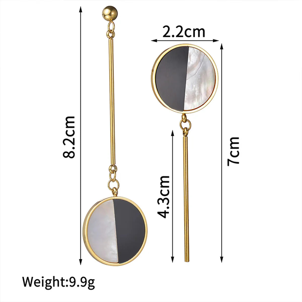 1 Pair Elegant Retro Round Plating Inlay Stainless Steel Acrylic Shell 18k Gold Plated Drop Earrings