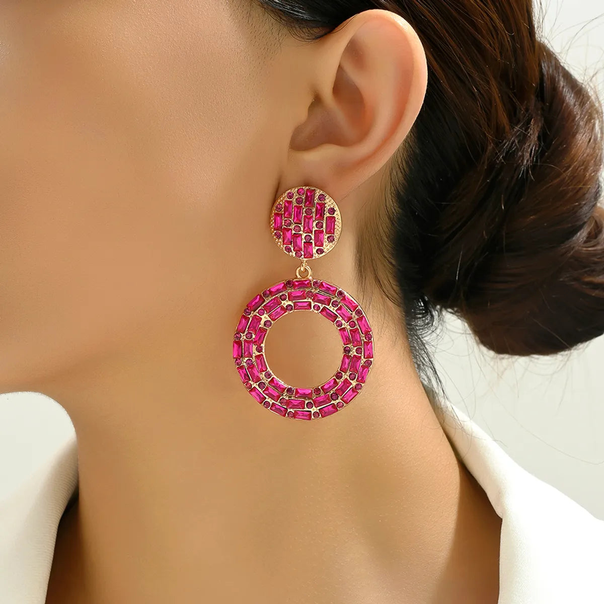 1 Pair Elegant Retro Round Plating Inlay Zinc Alloy Resin Drop Earrings