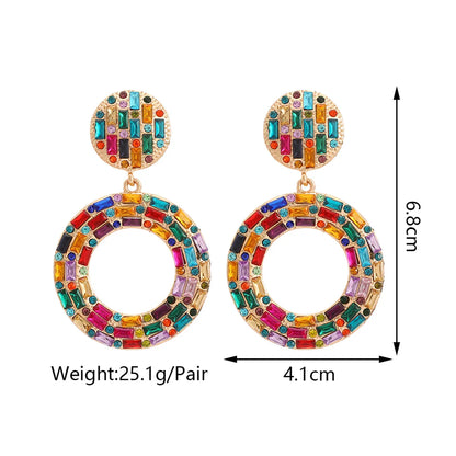 1 Pair Elegant Retro Round Plating Inlay Zinc Alloy Resin Drop Earrings