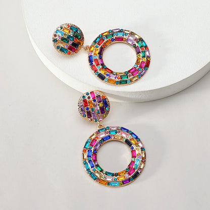 1 Pair Elegant Retro Round Plating Inlay Zinc Alloy Resin Drop Earrings