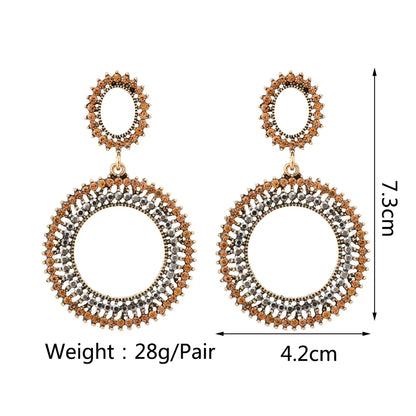 1 Pair Elegant Retro Round Plating Inlay Zinc Alloy Rhinestones Dangling Earrings