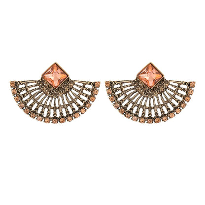 1 Pair Elegant Retro Sector Inlay Zinc Alloy Rhinestones Ear Studs