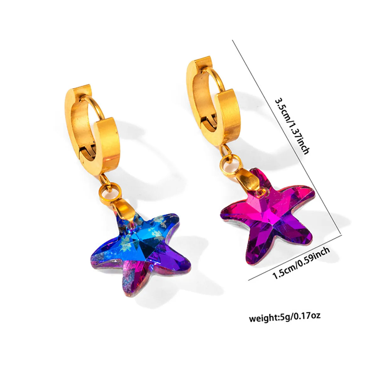 1 Pair Elegant Retro Star Hand Of Fatima Heart Shape Titanium Steel Drop Earrings