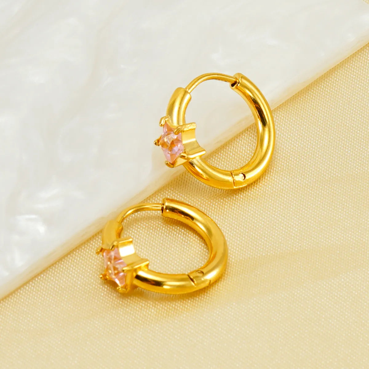 1 Pair Elegant Retro Star Plating Inlay Stainless Steel Zircon 18k Gold Plated Earrings