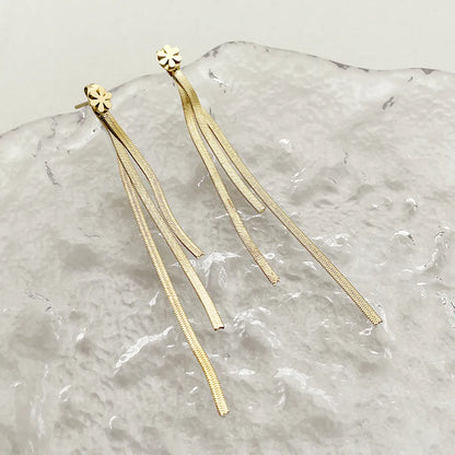 1 Pair Elegant Retro Tassel Plating 304 Stainless Steel 14K Gold Plated Drop Earrings