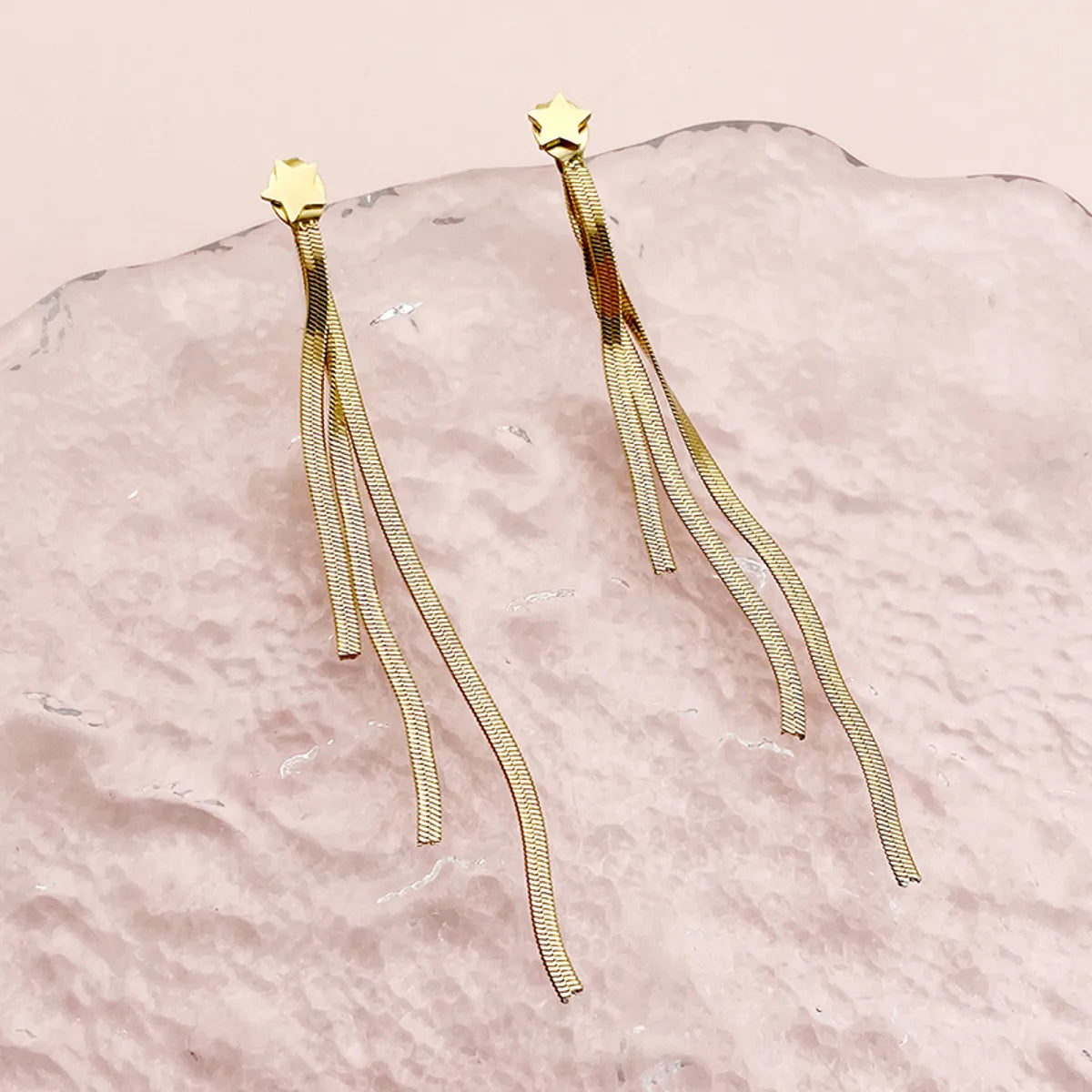 1 Pair Elegant Retro Tassel Plating 304 Stainless Steel 14K Gold Plated Drop Earrings