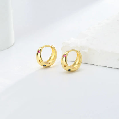 1 Pair Elegant Retro U Shape Sterling Silver Plating Inlay Zircon White Gold Plated Gold Plated Earrings