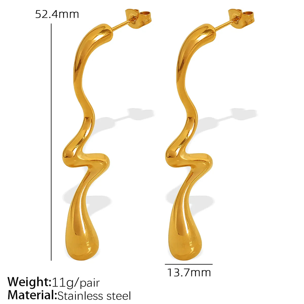 1 Pair Elegant Retro Water Droplets Plating 304 Stainless Steel 18K Gold Plated Ear Studs