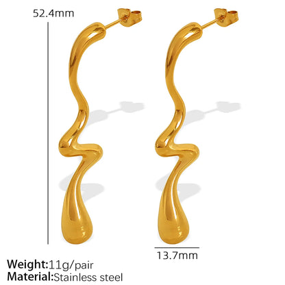 1 Pair Elegant Retro Water Droplets Plating 304 Stainless Steel 18K Gold Plated Ear Studs