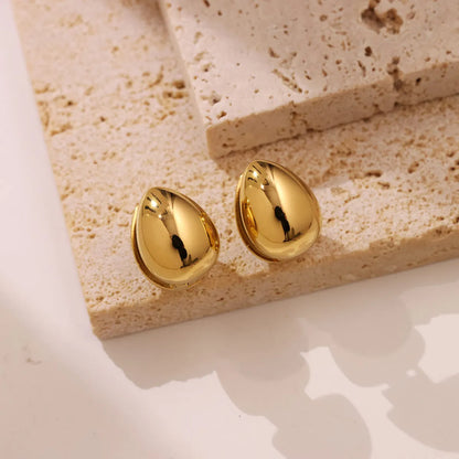 1 Pair Elegant Retro Water Droplets Plating Stainless Steel White Gold Plated Gold Plated Ear Studs