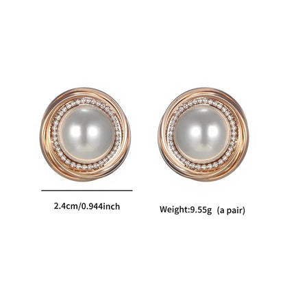 1 Pair Elegant Retro XUPING Geometric Bow Knot Inlay Copper Artificial Gemstones Pearl 18K Gold Plated Drop Earrings Ear Studs