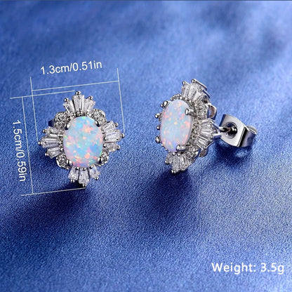 1 Pair Elegant Roman Style Shiny Geometric Plating Inlay Copper Artificial Gemstones Zircon White Gold Plated Ear Studs