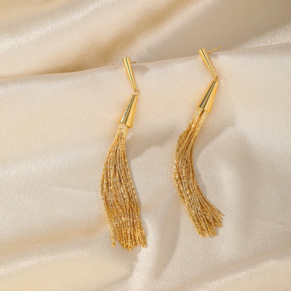 1 Pair Elegant Romantic Artistic Tassel Plating Imitation Pearl Copper 18k Gold Plated Drop Earrings