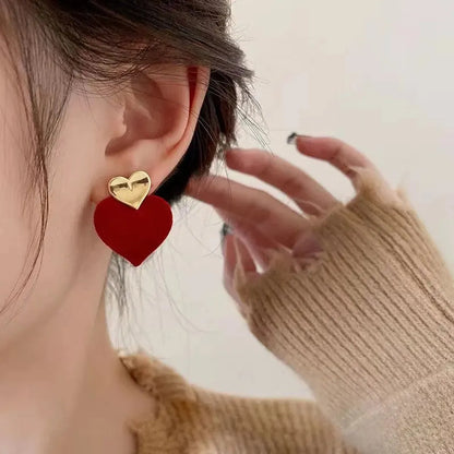 1 Pair Elegant Romantic Heart Shape Alloy Ear Studs