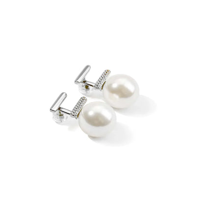 1 Pair Elegant Romantic Korean Style Round Plating Inlay Copper Pearl Silver Plated Ear Studs