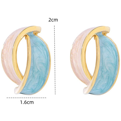 1 Pair Elegant Romantic Marine Style Color Block Enamel 304 Stainless Steel 18K Gold Plated Ear Studs