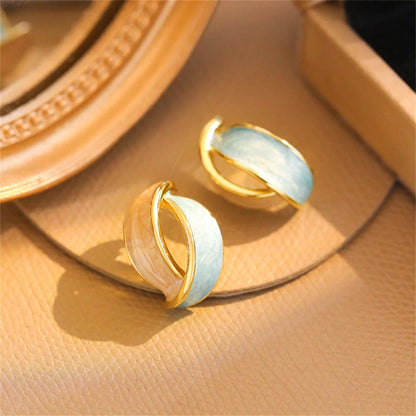 1 Pair Elegant Romantic Marine Style Color Block Enamel 304 Stainless Steel 18K Gold Plated Ear Studs