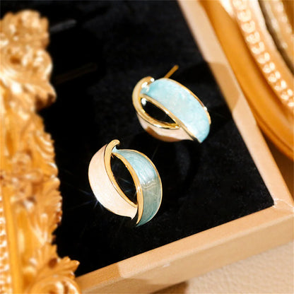 1 Pair Elegant Romantic Marine Style Color Block Enamel 304 Stainless Steel 18K Gold Plated Ear Studs