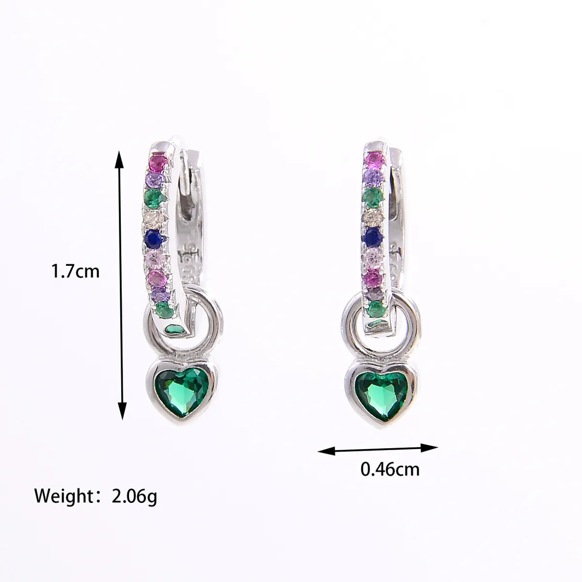 1 Pair Elegant Romantic Shiny Heart Shape Inlay Sterling Silver Zircon 14K Gold Plated White Gold Plated Drop Earrings