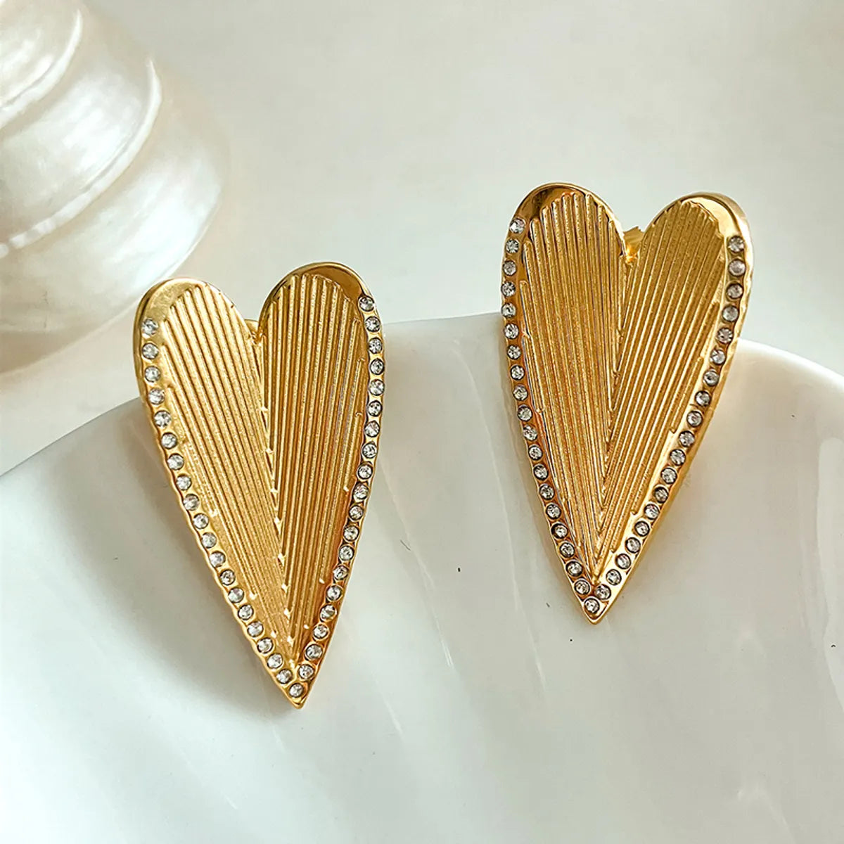 1 Pair Elegant Romantic Sweet Heart Shape Plating Stainless Steel Gold Plated Ear Studs