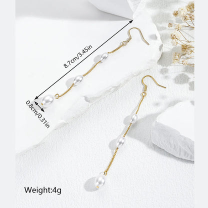 1 Pair Elegant Round Dots Plating Inlay Copper Artificial Pearls Zircon 18k Gold Plated Drop Earrings