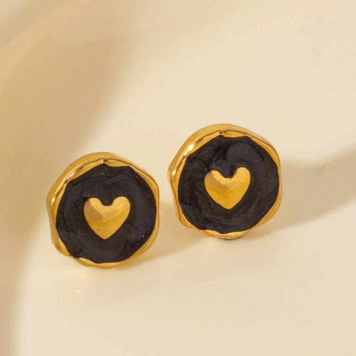 1 Pair Elegant Round Heart Shape 304 Stainless Steel Ear Studs