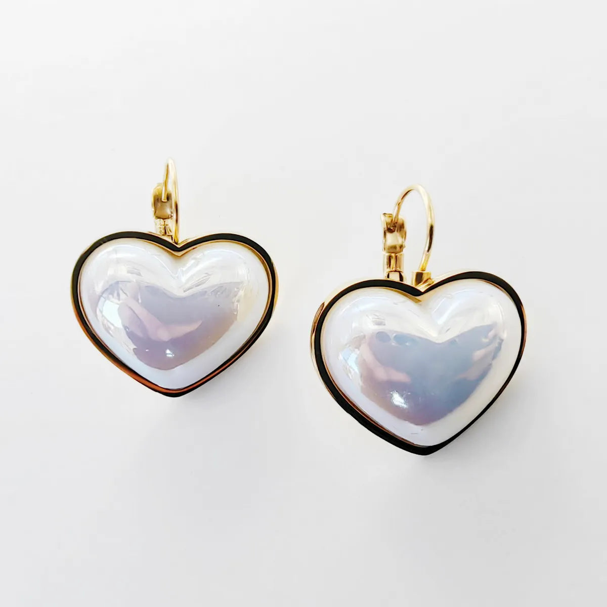 1 Pair Elegant Round Heart Shape Plating Inlay Stainless Steel Titanium Steel Acrylic Earrings